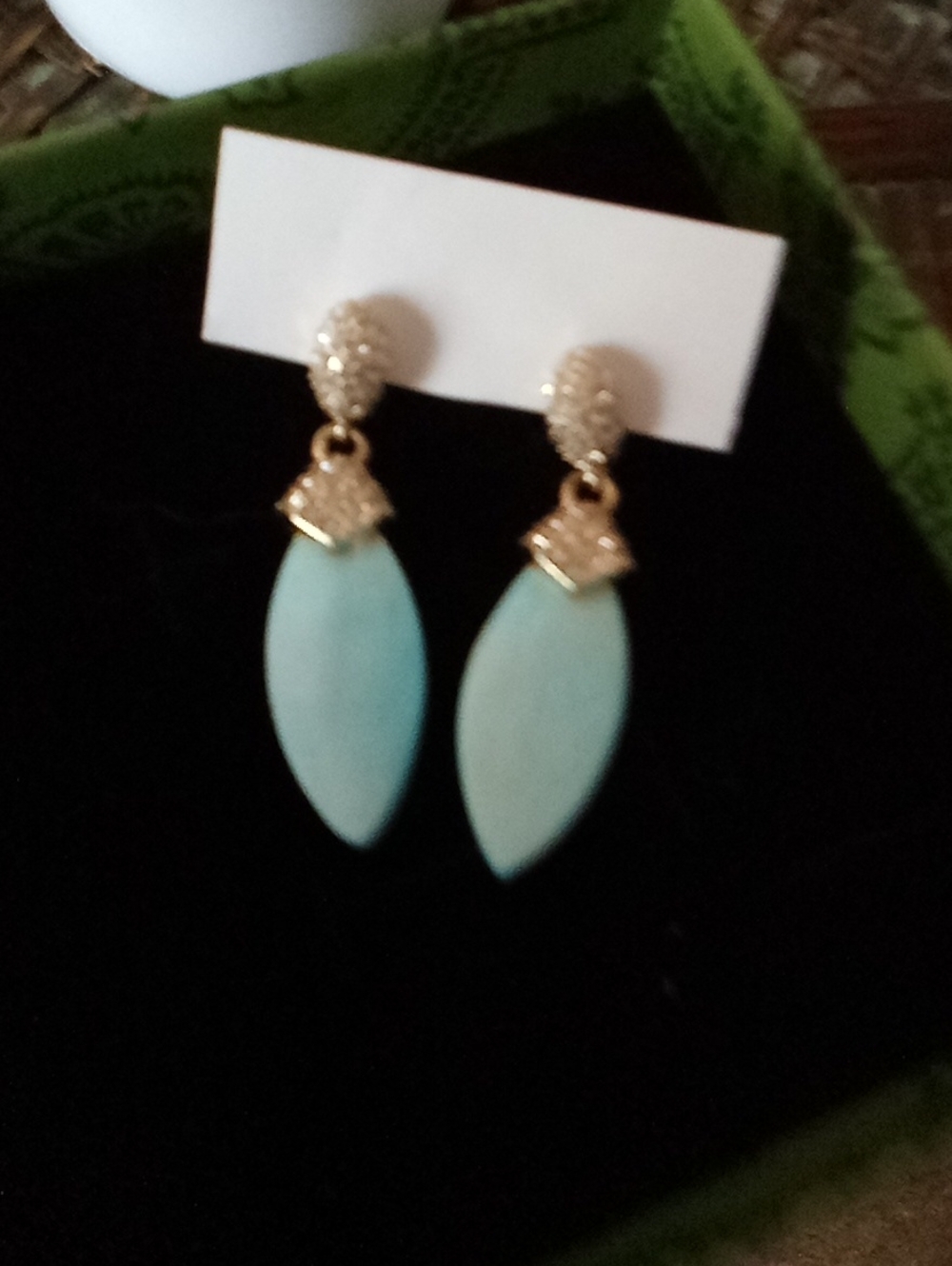 Gold and Aqua Drop Earrings - Women Jewelry